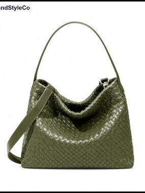 Faux Suede Woven Tote Bag Large Hobo Shoulder Purse Women